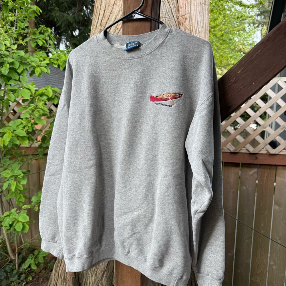Classic Gray Crewneck Sweater with Ribbed Details